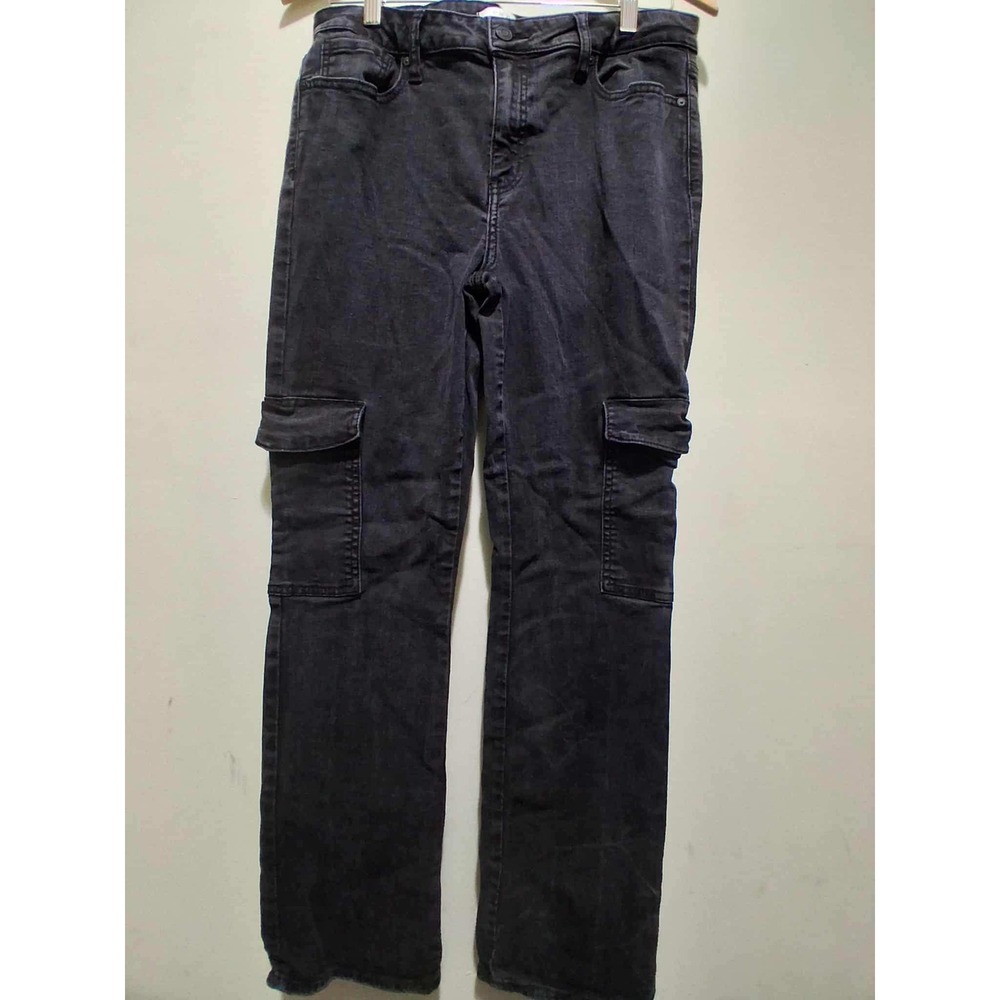 Eunina Imogen Mid Rise Bootcut Cargo Jeans Size 13 31w‎ Black Denim